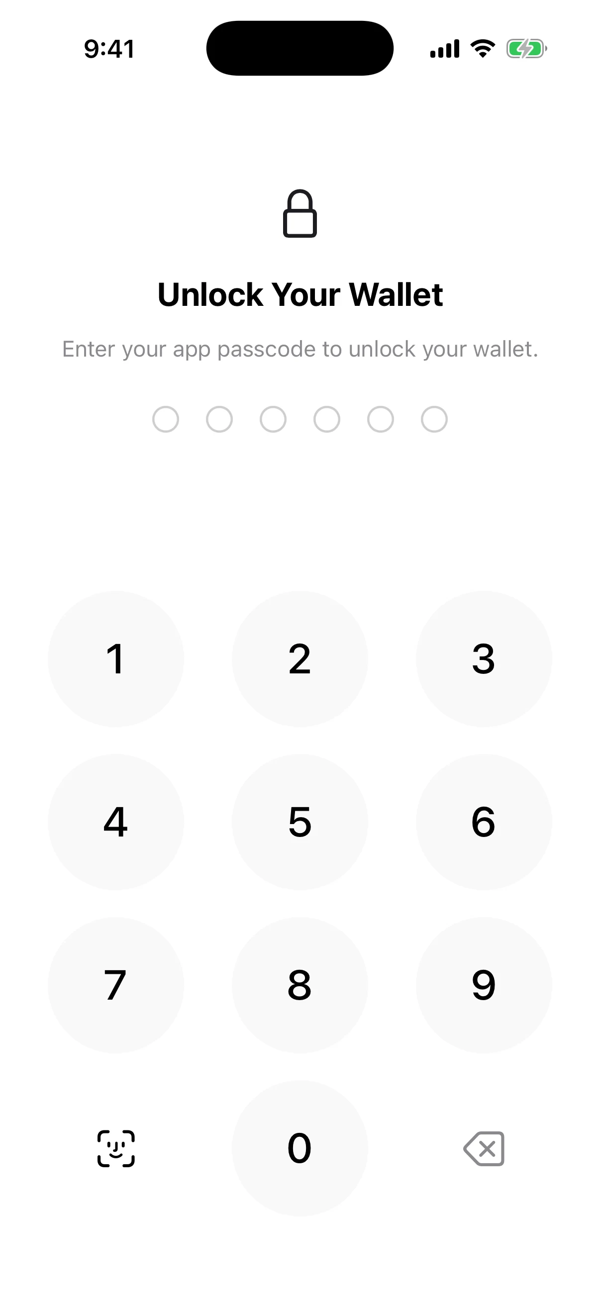 Real Oath Unlock Your Wallet passcode screen after Face ID fallback